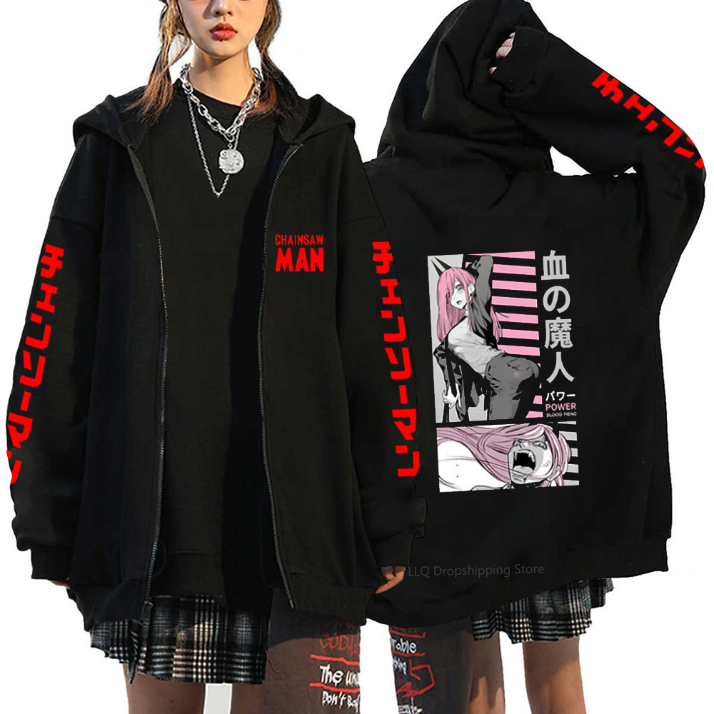Anime Mới Cưa Xích Người Reze Zip Áo Khoác Thời Trang Mùa Đông Áo Chui Đầu Dài Tay Áo Unisex