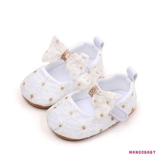Mg-baby Girls Mary Jane Flats Dễ Thương Nơ Váy Cưới Giày Chống Trơn Trượt Trẻ Sơ Sinh Giày Thể Thao