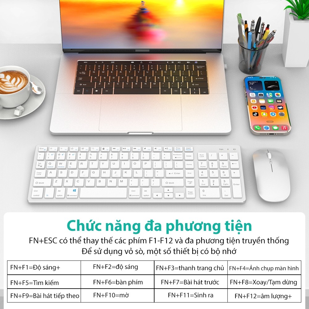 Bàn phím Goojodoq Bluetooth 102phím cho máy tính xách tay Máy tính để bàn | BigBuy360 - bigbuy360.vn