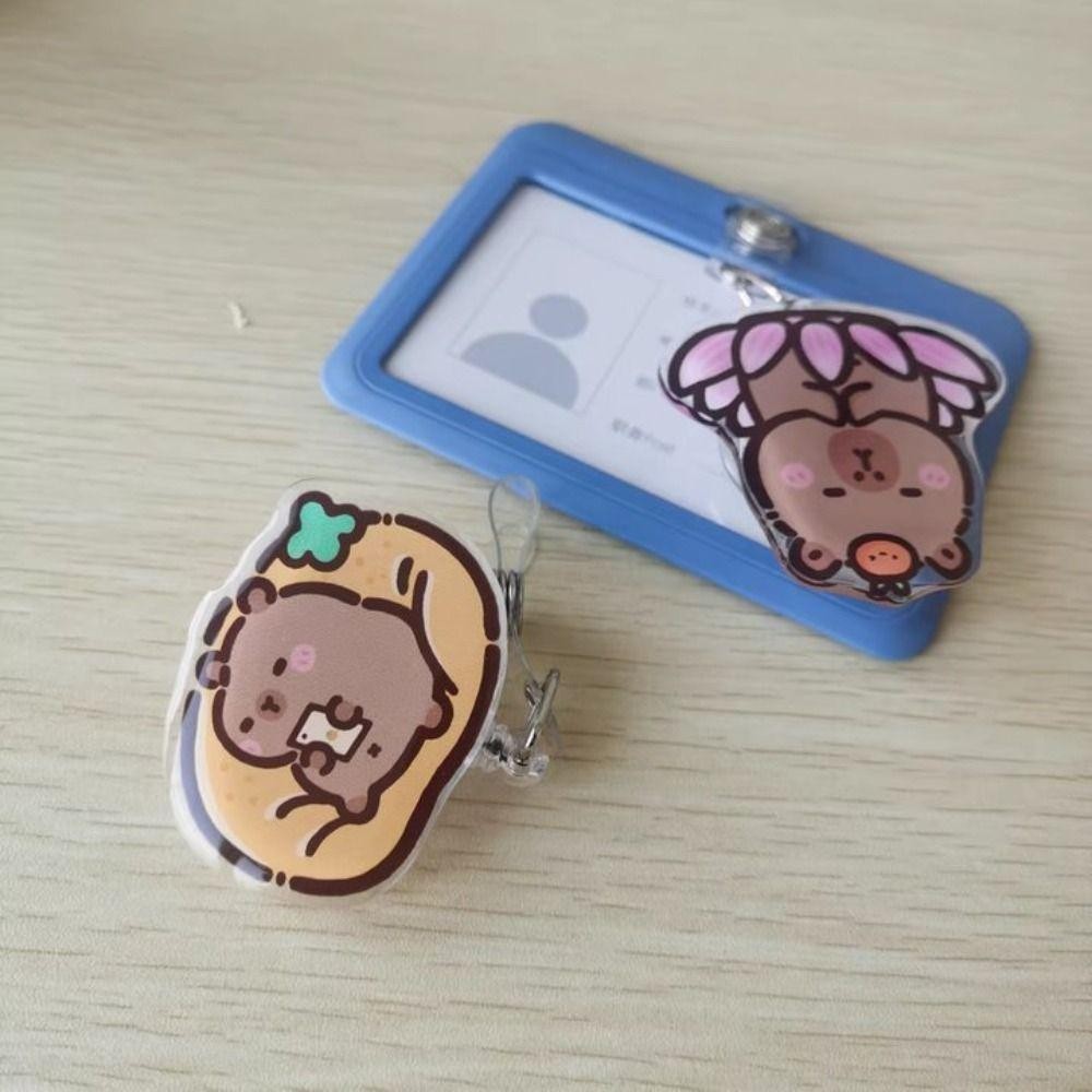 Kẹp thẻ đeo bảng tên gắn sticker xinh xắn, Cute bằng Mica (không kèm bảng tên)  - Xưởng quà tặng Sango