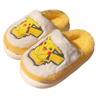 XIXITIAO Dép Cotton Pokémon Chính Hãng Co-Branded Dễ Thương Sang Trọng Pikachu Nữ Trong Nhà Lông Cừu Lót Giữ Ấm