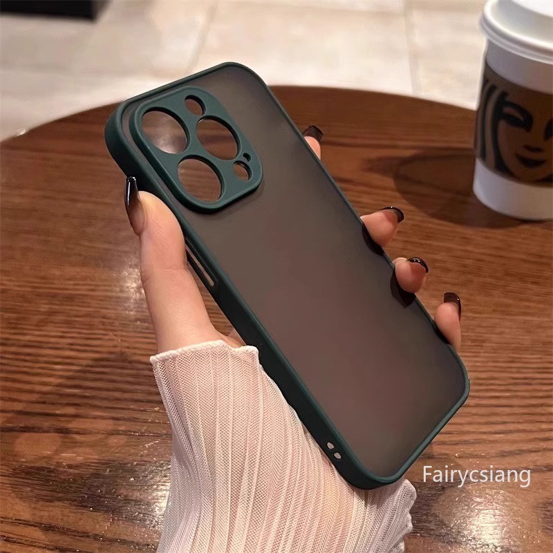 Ốp điện thoại chống sốc mờ sang trọng cho iPhone 16 15 14 13 12 11 Pro X XS Max 7 8 Plus Vỏ giáp mềm trong suốt