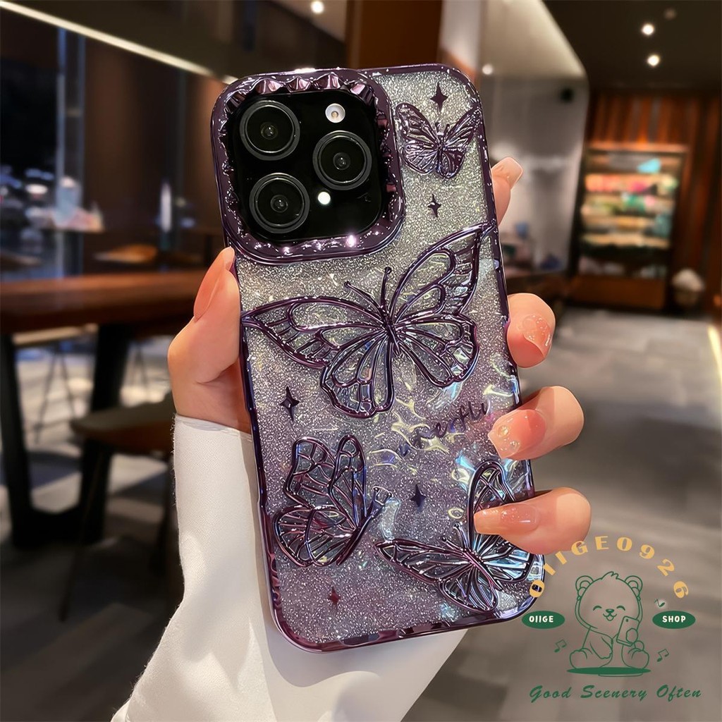 【 Ốp lưng iphone16 】 Vỏ điện thoại mạ bướm màu sa mạc iphone16 Pro Max 15 14 13 12 11 cho vỏ iPhone Vỏ mềm silicon TPU chống sốc
