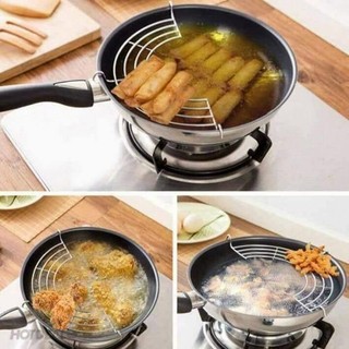 Vỉ gác chảo inox tiện lợi, khay chiên ráo dầu dùng cho món chiên rán sạch sẽ gọn gàng #A156/222
