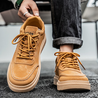 Hàng sẵn có Giày thể thao thông thường Kaki Size lớn Giày nam thời trang bốn mùa Giày thông thường hợp thời trang cao cấp Giày đế bằng cỡ lớn Da Giày đôi phong cách mới Giày thể thao