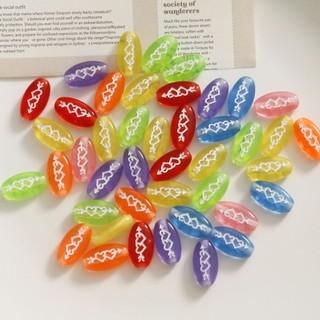 Hạt hình oval màu kẹo hoa tươi, phụ kiện acrylic DIY, bông tai, mặt dây chuyền, vòng tay, vật liệu bán buôn cho phụ nữ