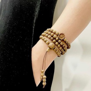 [TẶNG LỘC RÙA VÀNG] Vòng Tay Trầm Hương 108 Hạt Size 6Li Mix Charm Hoa Sen Gỗ - Kèm Hộp Gấm Đựng Vòng Phụ Kiện