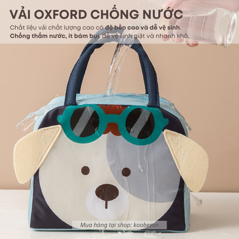 Túi Đựng Hộp Cơm Giữ Nhiệt Vải Oxford Chống Nước Họa Tiết Hoạt Hình – Mang Đi Học, Đi Làm Tiện Lợi | Mã 168