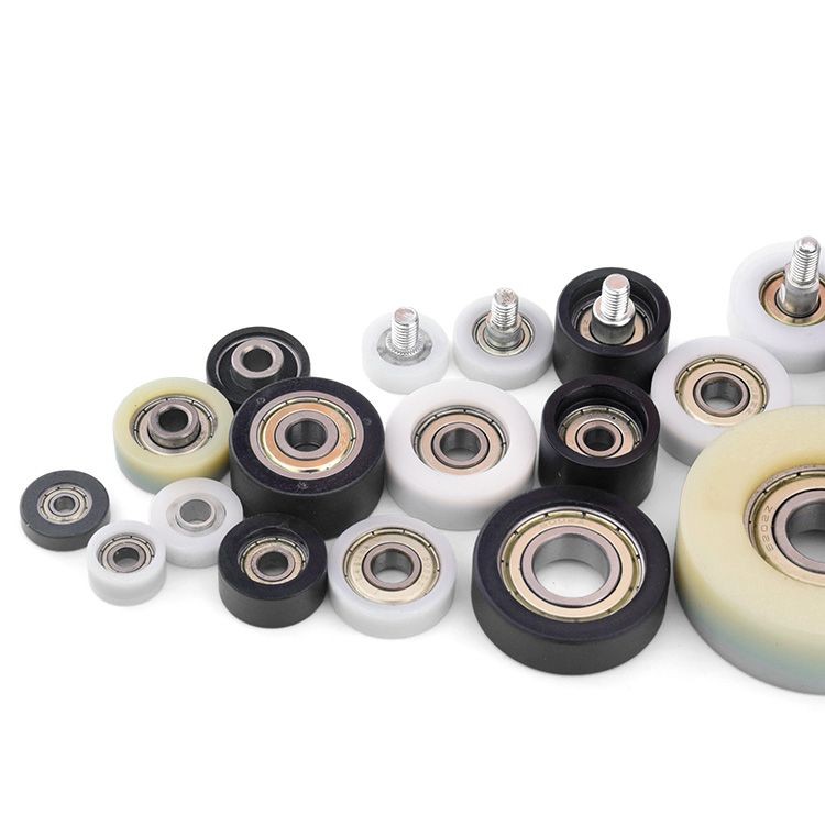 Vòng bi lăn bánh phẳng thụ động Bánh xe nhỏ Cửa sổ trưng bày bằng cao su POM Nylon Vòng bi bọc nhựa Hướng dẫn ròng rọc Bánh xe trục AF