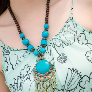 Ghgl❤️Châu Âu Mỹ Retro Thời Trang Vòng Cổ Bohemian Phong Cách Dân Tộc Dài Phóng Đại Chuông Áo Len Dây Xích Nữ Tây Tạng Phụ Kiện