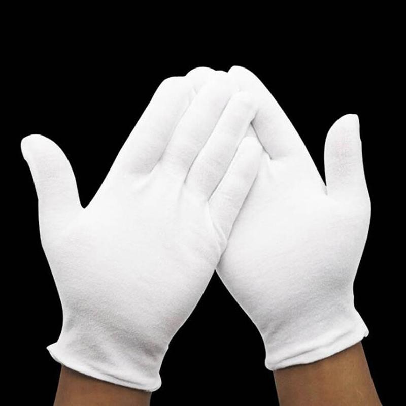 Tmoy Găng tay cotton kiểm tra trắng nhẹ làm việc co giãn cao cho trang sức đồng xu TCS