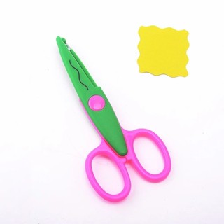 COZYNEST 1 / 6 Kéo ren, Kéo an toàn nghệ thuật họa tiết gợn sóng tay thoải mái, Văn phòng phẩm đầu tròn nhỏ tối giản DIY Color Art Tool Trẻ em