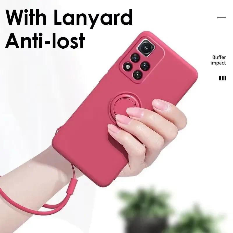 Ốp Điện Thoại Chân Đế Silicon Lỏng Cho XiaoMi Redmi 13C 4G Note 12 13 14 Pro Plus 5G Bìa Mềm