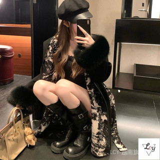 Áo khoác len có mũ dành cho nữ, kiểu Hàn, cỡ lớn, dày dặn hai mặt, ấm áp, thời trang mùa đông mới, dáng rộng, tôn dáng, dài qua gối, giữ ấm và chống lạnh cho nữ.