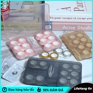 Khay Đựng Lens 6 Ô Trong Mờ Kèm Dụng Cụ Đeo Tiện Lợi