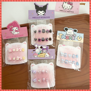 Miếng dán móng tay trẻ em Sanrio Kuromi 3D dễ thương, bộ móng đồ chơi hoạt hình, tháo rời, phù hợp bé gái