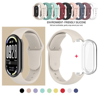 Dây đeo silicon 2 TRONG 1 cho Xiaomi Mi Band 10 Dây đeo đồng hồ Dây đeo đồng hồ có vỏ bảo vệ cho Xiaomi Smart Band 10 9 8