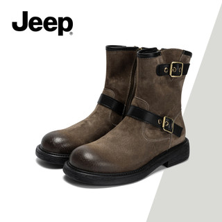JEEP Nữ Mùa Xuân Mới Về Giày Chelsea Cổ Điển, Phong Cách Moodboard, Da Thật, Giày Bốt Đen Đa Năng Thời Trang