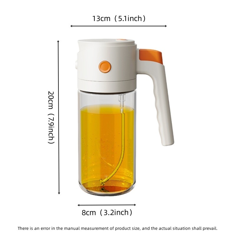 Bình Phun Dầu 2 Trong 1 Thủy Tinh Chịu Nhiệt 550ml/18.6 fl oz (Dùng Cho Không Khí Chiên, BBQ & Nấu Ăn) - Oil Sprayer for Air Fryer, Salad, Frying & BBQ | Reusable Glass Oil Dispenser 550ml