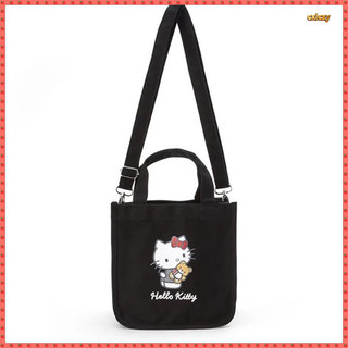 Túi xách Nhật Bản Kuromi Hello Kitty Hoạt Hình In Hình Túi Vải Dễ Thương Một Vai Messenger Túi Kép Sử Dụng