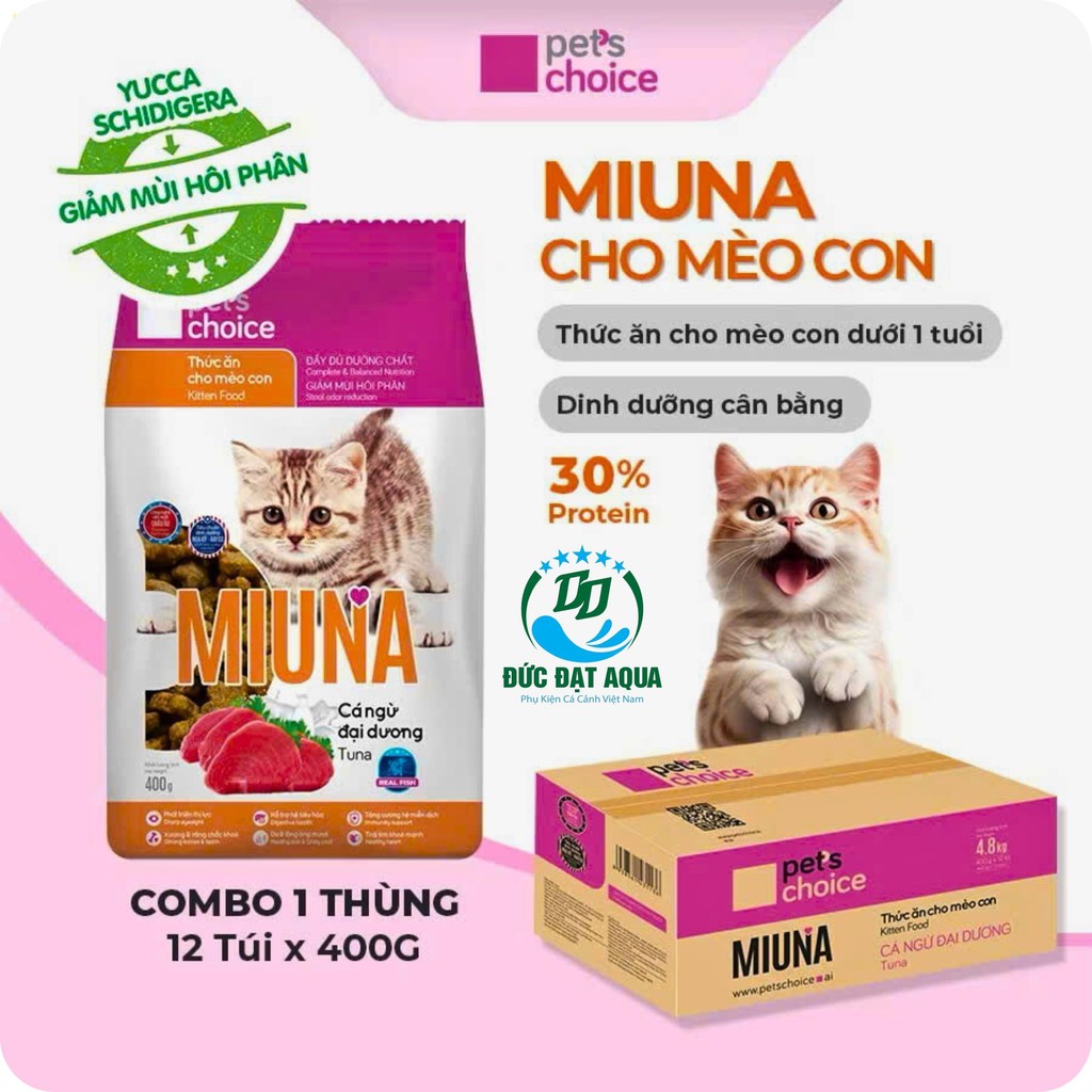 Hạt cho Mèo lớn MIUNA 350g combo 5gói và 10gói cung cấp dinh dưỡng, hỗ trợ tiêu hóa PETS CHOICE 3