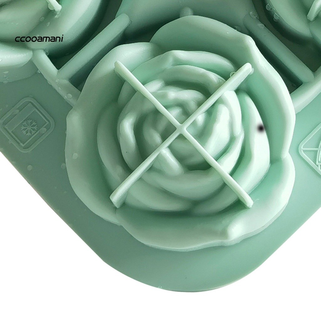 Khuôn làm đá 4 viên hình bông hoa hồng khay đá silicon có nắp xinh xắn cute khuôn làm thạch trang trí đồ uống tủ lạnh