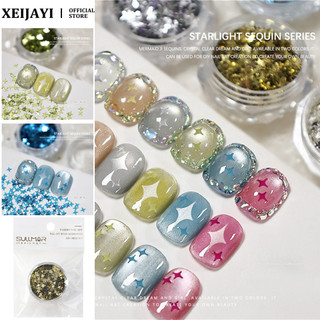Móng Tay Nghệ Thuật Ngôi Sao Bốn Cánh Sequin Cổ Tích Lấp Lánh Ngôi Sao Kim Sa Lấp Lánh Siêu Flash Quyến Rũ Trang Trí Móng Tay Dụng Cụ Làm Móng Tay Cho Tiệm Làm Móng Tay