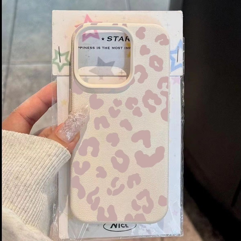 Ốp Cho iPhone 16 11 12 13 14 15 Pro Max Cho iPhone 16e XR X XS Max 14 15 Plus Màu Hồng Da Báo In Họa Tiết Lichee Mềm Siliocne Chống Sốc