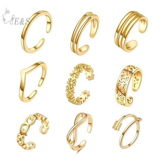 Nhẫn ngón chân vàng 18K có thể điều chỉnh cho nữ, thiết kế hoa mũi tên đuôi hồng, phù hợp đi biển