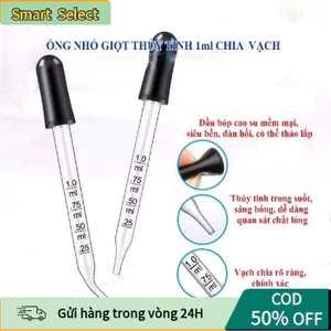 【COD】Ống Nhỏ Giọt Thủy Tinh 1ml Kèm Bóp Cao Su Hút Hóa Chất Thí Nghiệm, Tinh Dầu