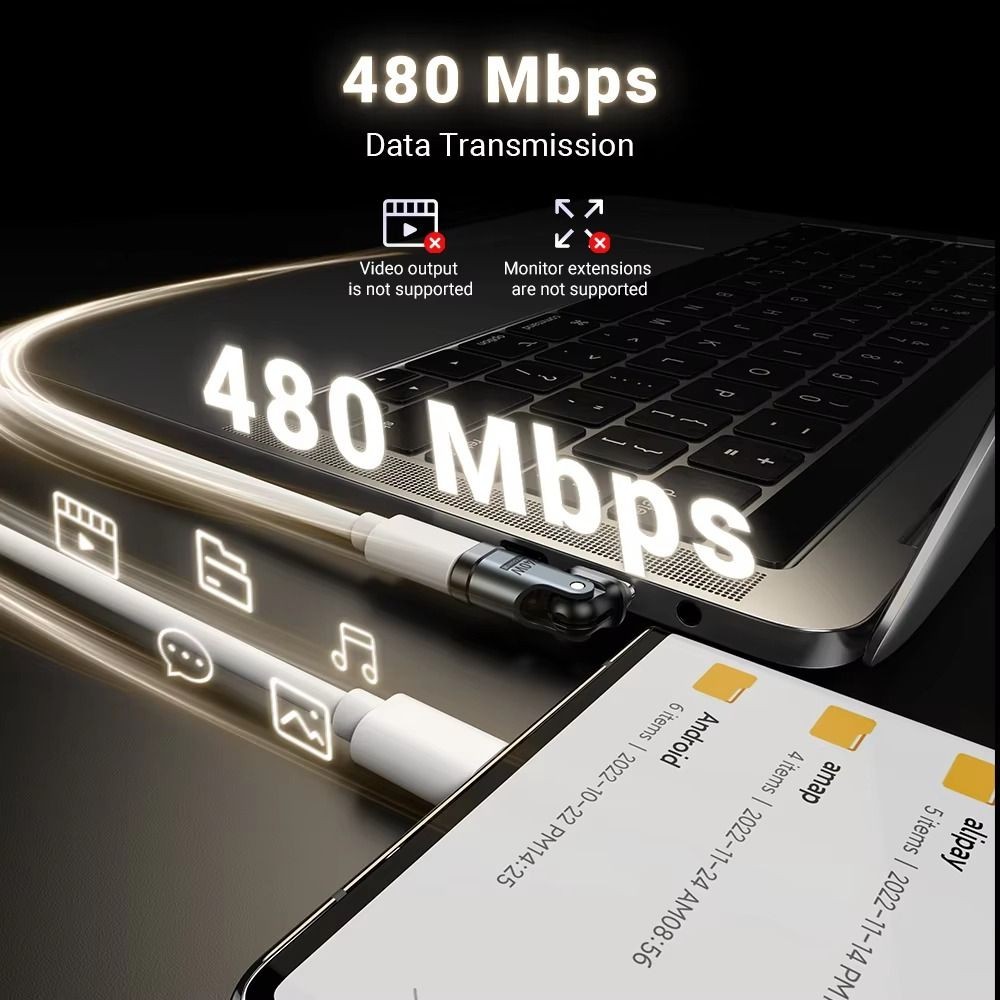 LACYES Bộ chuyển đổi USB-C 240W/USB-A nữ 180° truyền dữ liệu nhanh, sạc nhanh