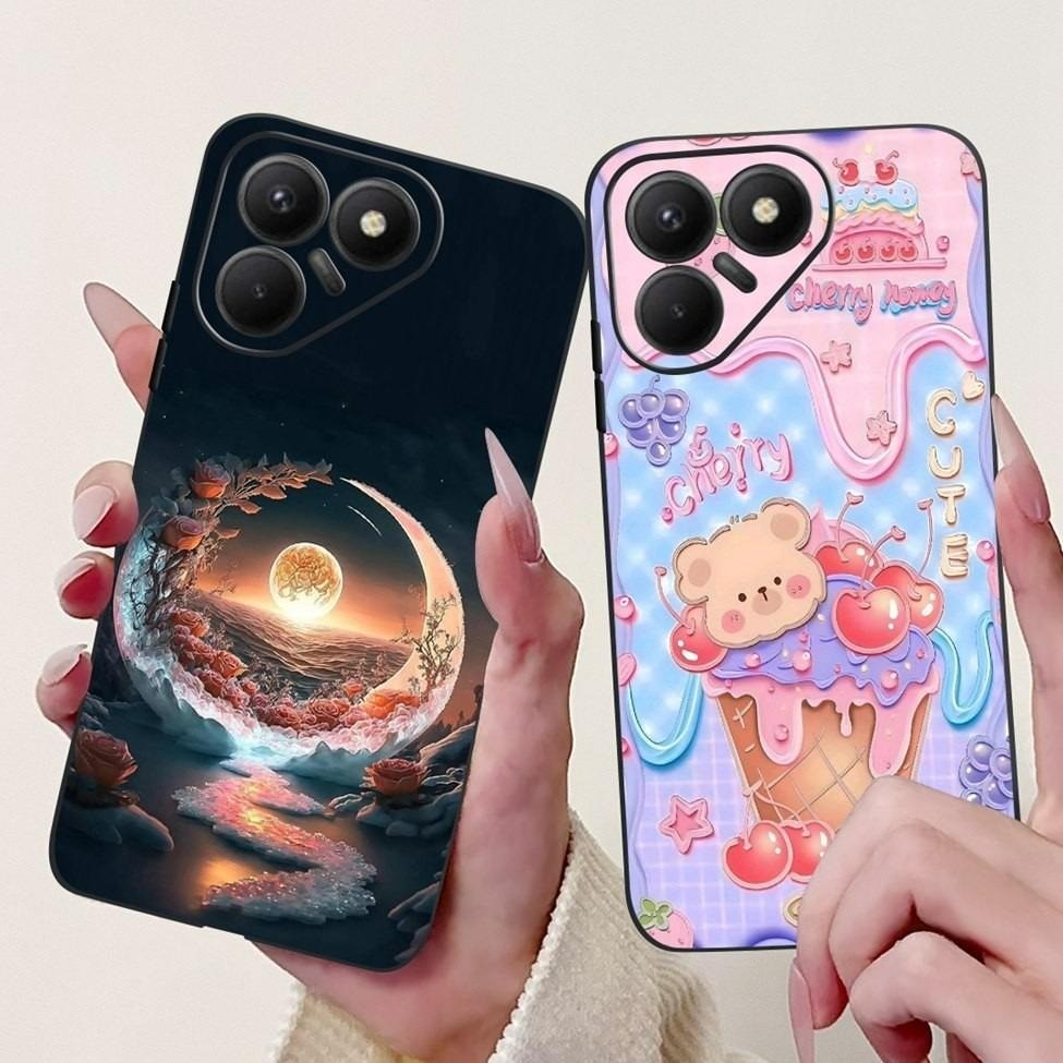 Dành Cho Tecno Pova 7 4G Ốp Lưng LJ6 Silicon Hoạt Hình Dễ Thương Sang Trọng Bướm Thời Trang Thoáng Mát Sơn Mặt Sau Cho Techno Pova7 4G Vỏ Điện Thoại Màu Đen