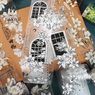 JIANWU 500cm / 600cm Vintage Hoa Phong Cảnh Chất Liệu Cắt Kéo Sổ Lưu Niệm PET Băng Sáng Tạo DIY Tạp Chí Văn Phòng Phẩm