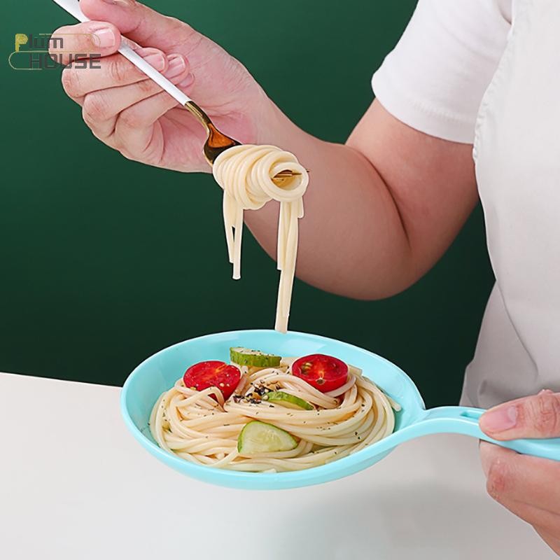 PlumHOUSE Đĩa Cầm Tay Hàn Quốc Thời Trang Màu Trắng Có Tay Cầm Thìa Lớn Khay Khoai Tây Chiên Gà Ăn Nhẹ Đĩa Trái Cây Món Tráng Miệng Bánh Đĩa Mới VN