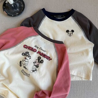 Mùa Xuân Thu Cotton Nguyên Chất Bé Trai Bé Gái Áo Thun Dài Tay Trung Nhỏ Trẻ Em Bé Hoạt Hình In Hình Cổ Tròn Áo Sơ Mi Đáy