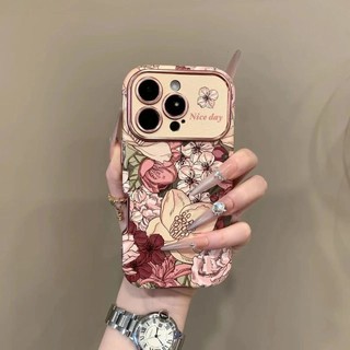 Sang Trọng Retro Cửa Sổ Lớn Tranh Sơn Dầu Cánh Hoa Ốp lưng iPhone16 15 14 13 12 11 Pro Max Chống Sốc Bảo Vệ Camera Chống Rơi Ốp Lưng Mềm