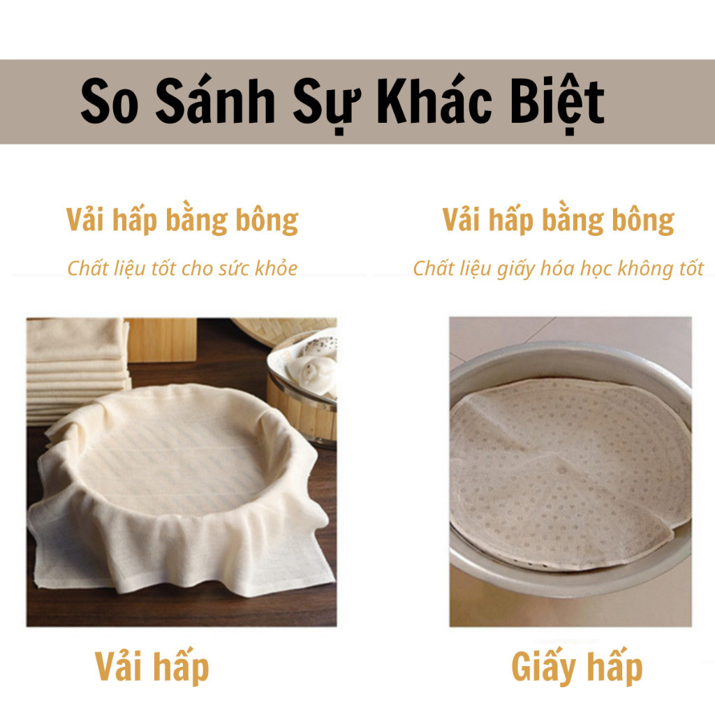 Combo 5 Vải Lọc Thấm Hút Thực Phẩm Gạc Bông Tinh Khiết Hấp Xôi Gạo Thức Ăn Cấp Lồng Vải Không Dính DT067