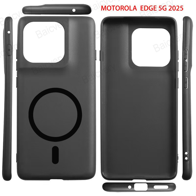 Vỏ Thời Trang Cho Motorola Moto G Style Power Edge 5G 2023 2024 2025 Silicon Mềm Đen Mờ Bao Với Lấp Lánh Không Dây Từ Tính Miếng Dán