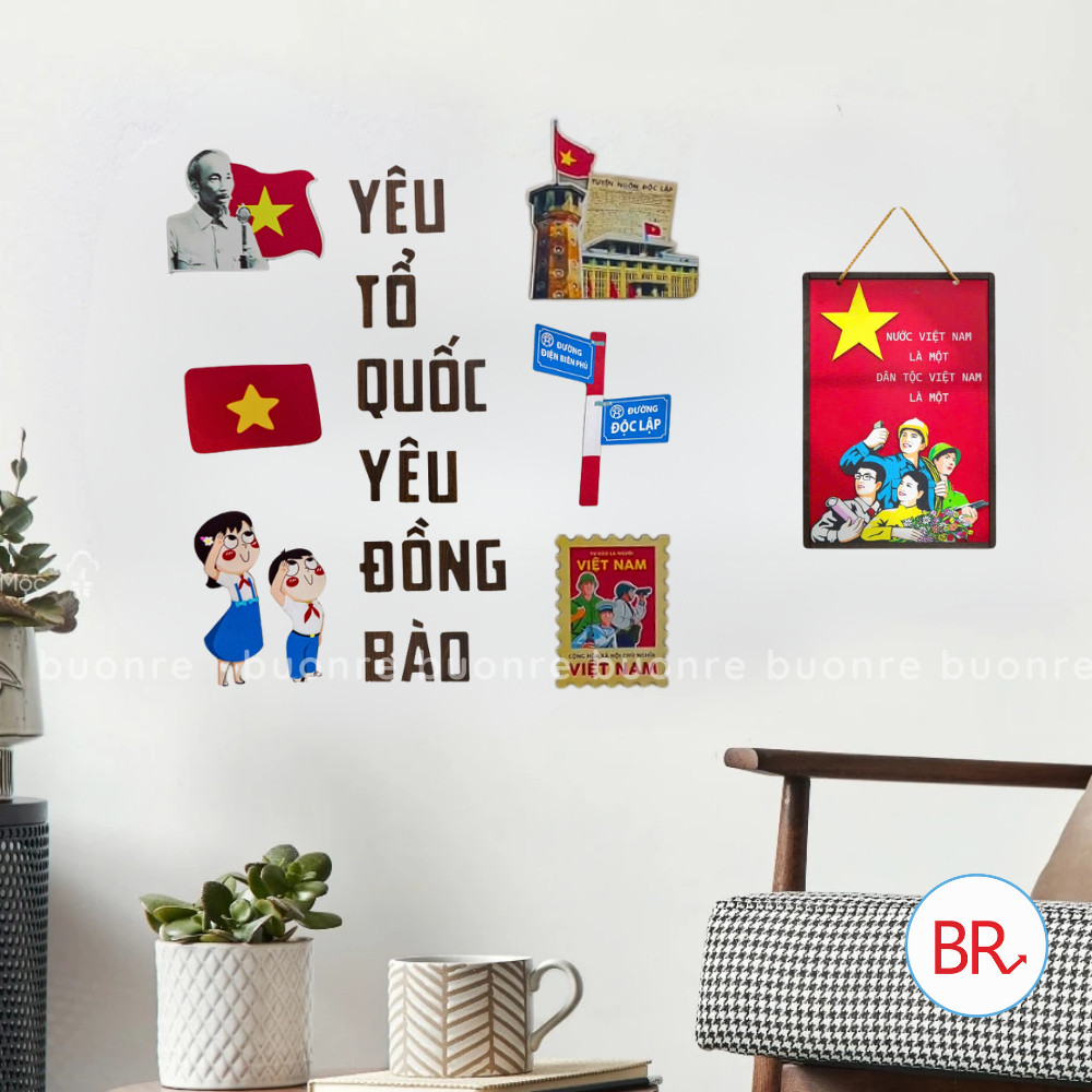 [2/9] Bộ Chữ Gỗ Trang Trí Yêu Tổ Quốc,Yêu Đồng Bào- Chữ Gỗ Decor Tường,Quốc Khánh,Trung Thu,Treo Nhà Cửa Quán Cafe