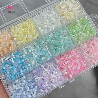 Bộ trang sức vòng tay và vòng cổ DIY, chất liệu thủy tinh màu siêu nhỏ dạng hạt gạo, mới