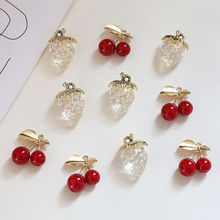 Dễ Thương Trắng Mờ Dâu Đỏ Anh Đào Trái Cây Mặt Dây Chuyền diy Handmade Trang Sức Bông Tai Chất Liệu