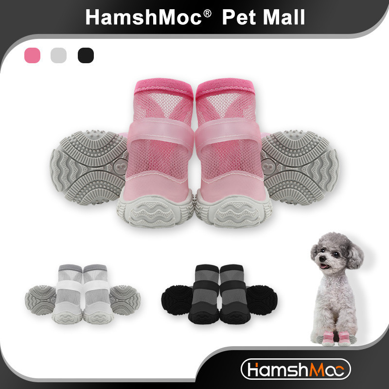 HamshMoc Thoáng Khí Cho Chó Giày Chống Trơn Trượt Thoải Mái Cho Thú Cưng Có Thể Điều Chỉnh Nhẹ Đi Bộ Bảo Vệ Chân Cho Chó Nhỏ Vừa 4 Chiếc