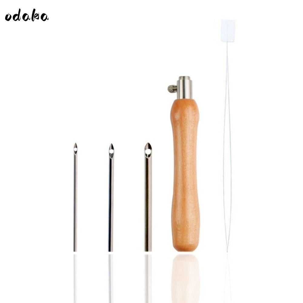 Bút thêu ODAKA, Kim khâu tay cầm bằng gỗ Bút thêu đan, Poking Cross Tools Đầu có thể hoán đổi cho nhau DIY Craft Thêu Punch Needle