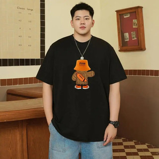 [Plus Size] Áo nam cỡ lớn in chữ 10XL cổ tròn màu đen