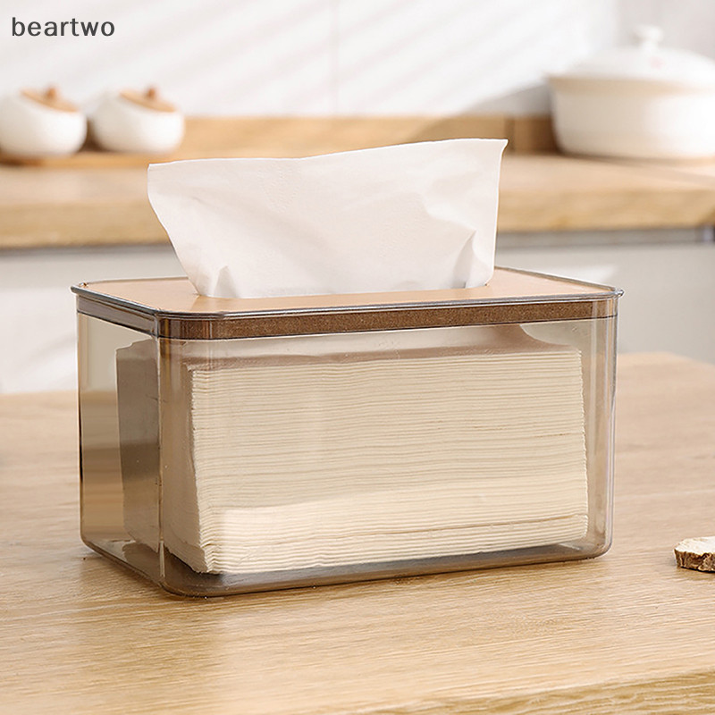 < Beartwo > Khăn Giấy Hộp Trong Suốt Khăn Ăn Hộ Gia Đình Trong Suốt Hình Chữ Nhật Hiện Đại Máy Tính Để Bàn Sáng Tạo Trong Suốt Hộp Đựng Khăn Giấy Đẹp