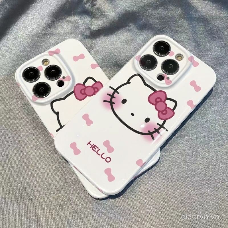 Ốp điện thoại QYJS đầu Hello Kitty đơn giản dùng cho IPhone 11 12 PRO 13 14 15 ProMax 7 8 plus 14 15 PLUS XR XR XSMAX SE phim Ốp Cứng mẫu mới Ốp bảo vệ PC P4YP