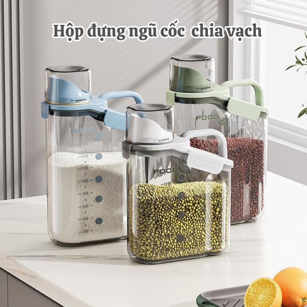 Hộp Đựng Bột Giặt, Đồ Khô Nắp Kín Chống Ẩm, Hộp Đựng Thức Ăn Cho Chó, Mèo Kèm Cốc Đong