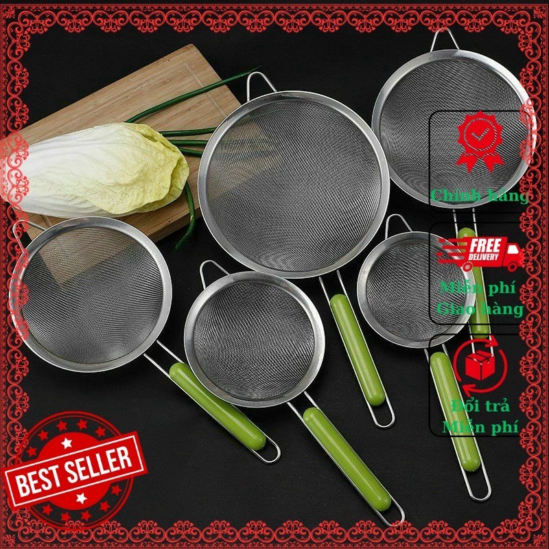 Rây Tay Cầm Xanh, Chất Liệu Inox 304 Cao Cấp, Rây Lọc Cháo ăn Dặm, Rây ...