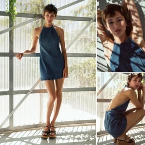 Mùa Hè 2025 Phong Cách Mới Nơ Dây Cổ Đầm Denim5520285