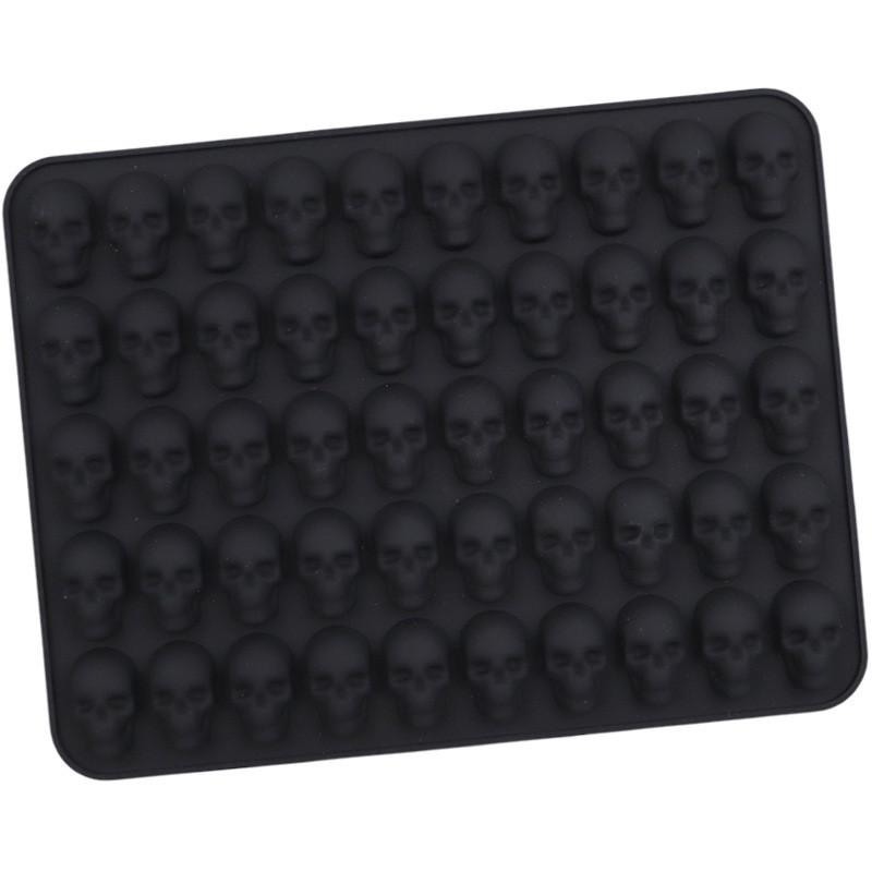 50 Lỗ Đầu Lâu Khuôn Silicon Khuôn Socola Halloween Chi Tiết Khuôn Tự Chế Lưới Đá Khuôn Niêm Phong Hạt Sáp Khuôn Fondant Khuôn Tự Làm Khuôn Nướng Bánh